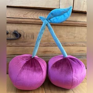 🍒Cherries Plush Throw Pillow🍒Too cute! 13”x14” NEW